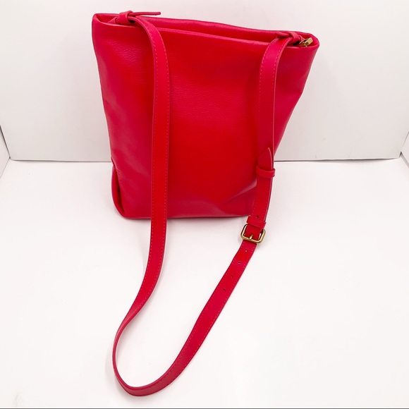 🆕{J. Crew} Oslo Soft Red Pebble Leather Bucket CrossBody Bag - Picture 8 of 16